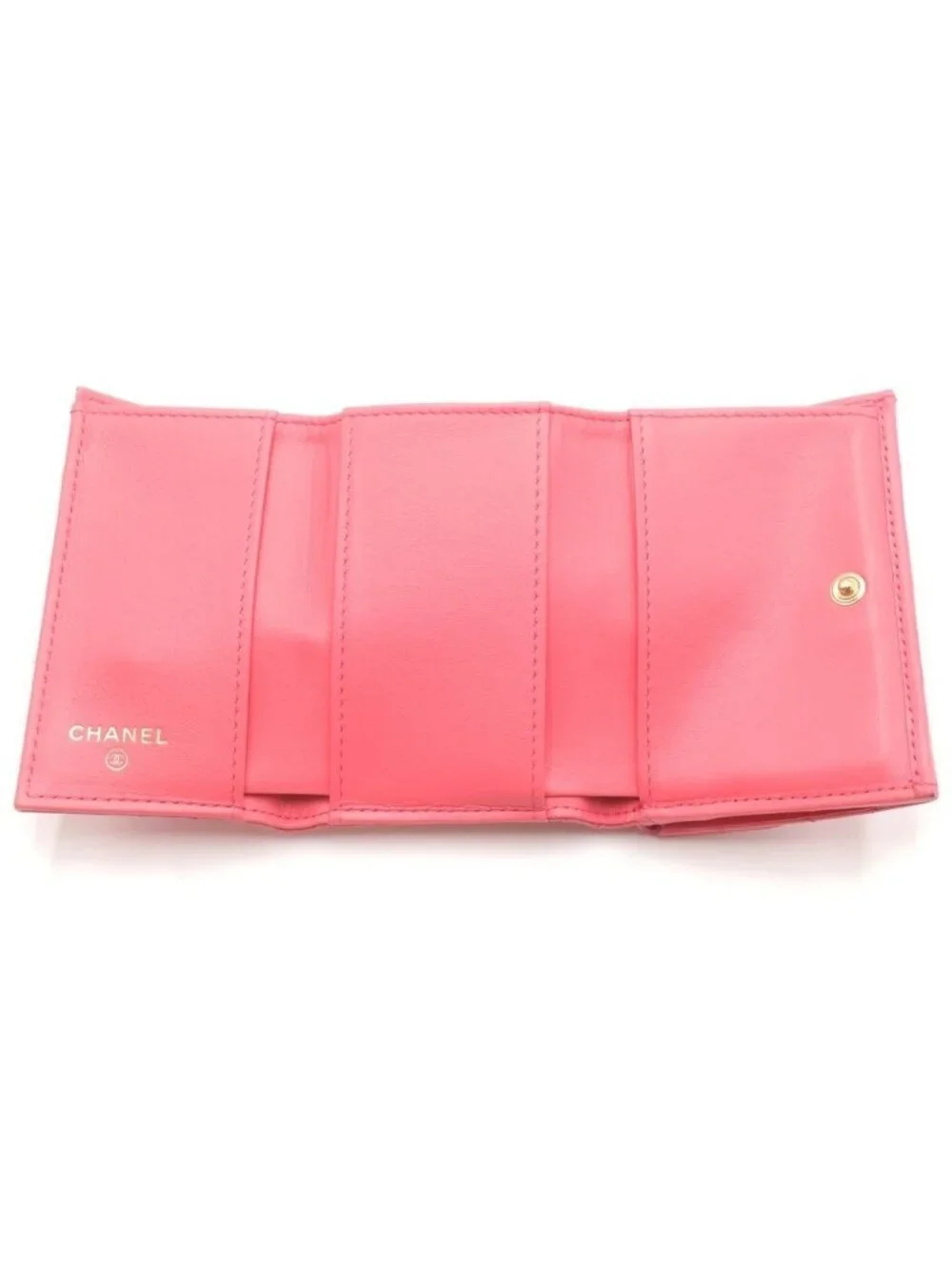 Chanel Quilted 2.55 Small Lambskin Flap Wallet Compact Trifold Pink